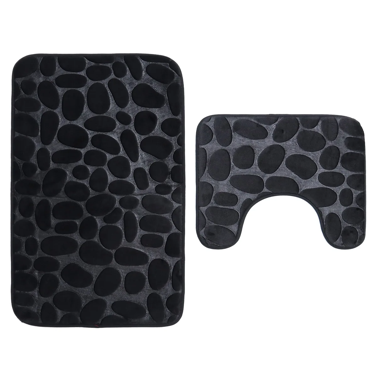 2PCs Bathroom Mat Set Embossing Flannel Floor Rugs Cushion Toilet Seat Cover Bathroom Mat Accessories For Home Decoration A20