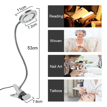 

New 2 In 1 Clip Table Lamp Design USB Adjustable Cold Light LED Dimmable Clip Work Light Beauty Tattoo Fishing Makeup Lamp