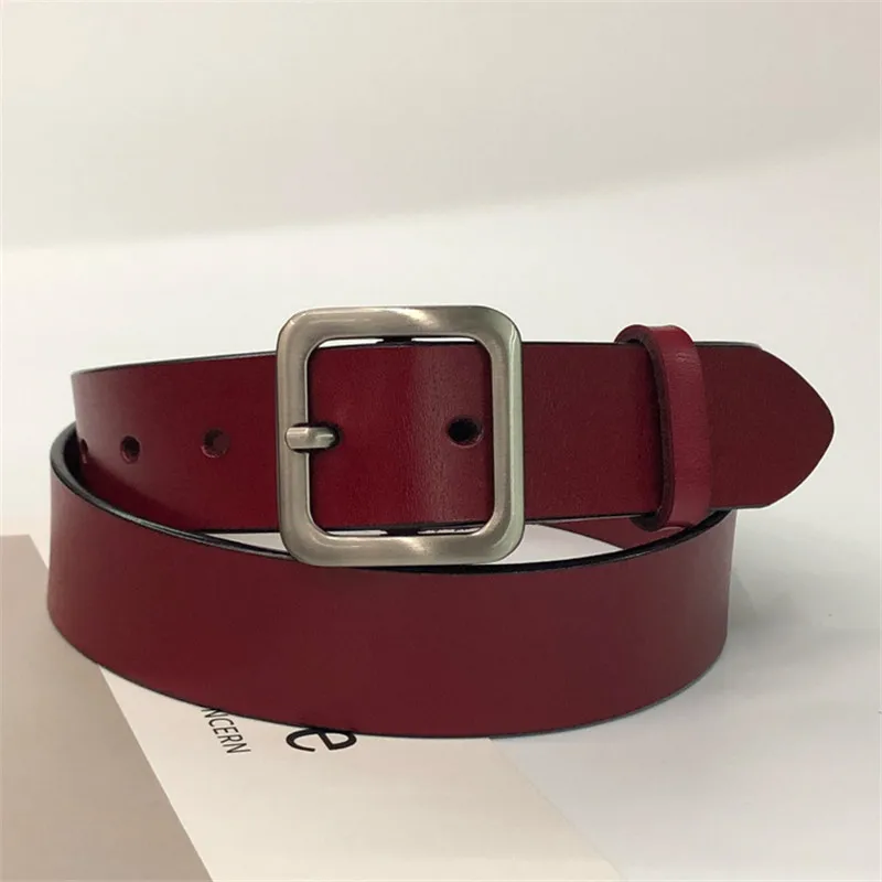 

New Fashion Women's Belts Designer Genuine Leather Luxury Strap Female Waistband Square Pin Buckle Fancy Vintage Belt for Jeans