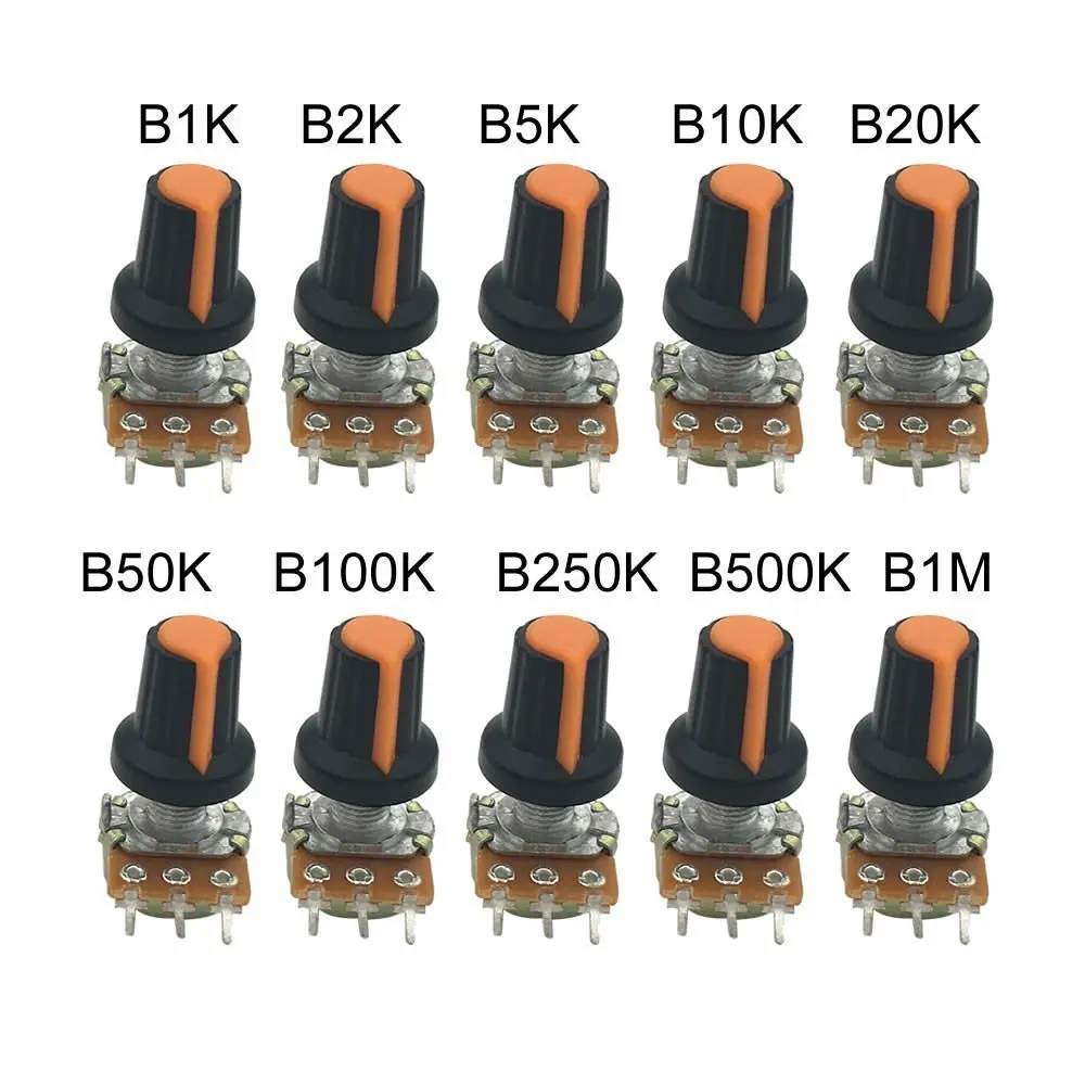 MCIGICM 500k 5k 100k 50k 10k ручка потенциометра Линейный потенциометр WH148 3Pin 15 мм вал с гайкой и Wache