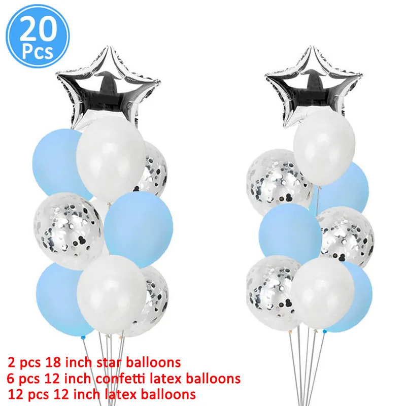 20pcs silver blue Синие серебряные латексные фольгированные воздушные шары в форме сердца с днем рождения, украшения для детской вечеринки, баллон гелия, товары для маленьких мальчиков 1, 2, 3, 4, 5, 6 лет - Цвет: 20pcs silver blue