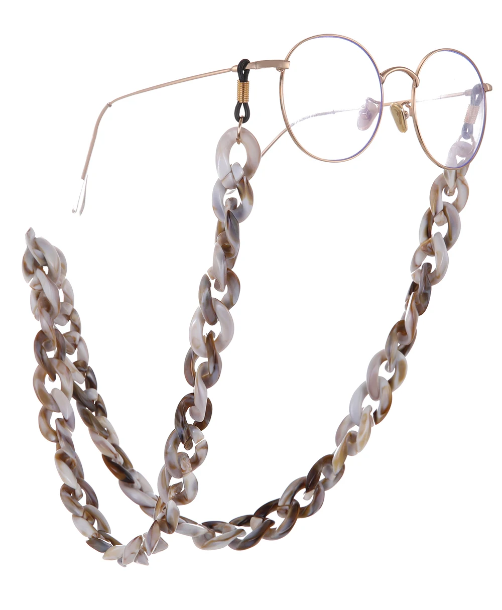 Eueavan 5pcs Acrylic Brown and White Green Wide Glasses Chain Retro Sunglasses Lanyards Straps Reading Eyeglasses Accessories