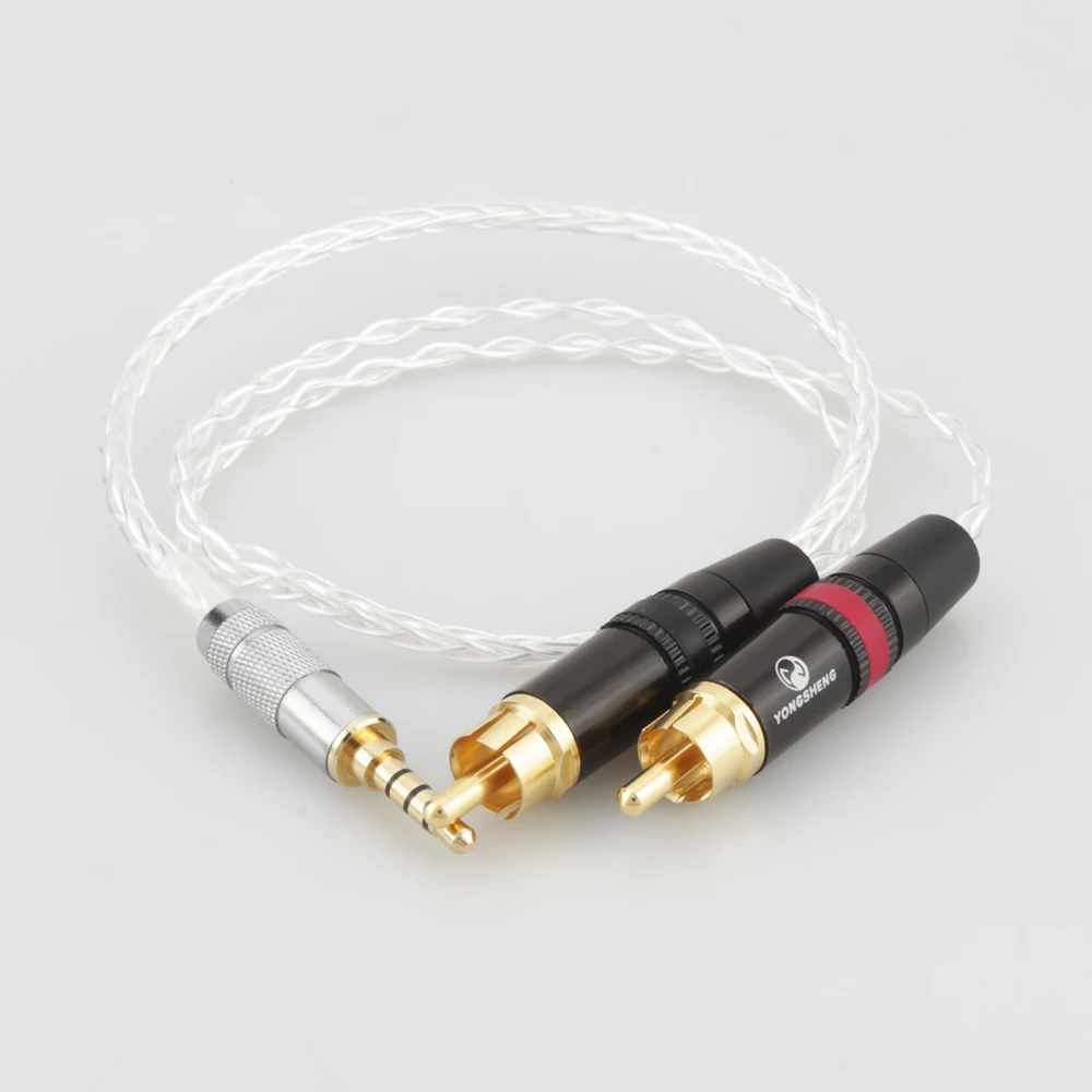 Audiocrast Hi end 3 5mm Balanced Male to RCA Plug Aux Cable 19x 0 1mm Silver Wire Headphone Amp