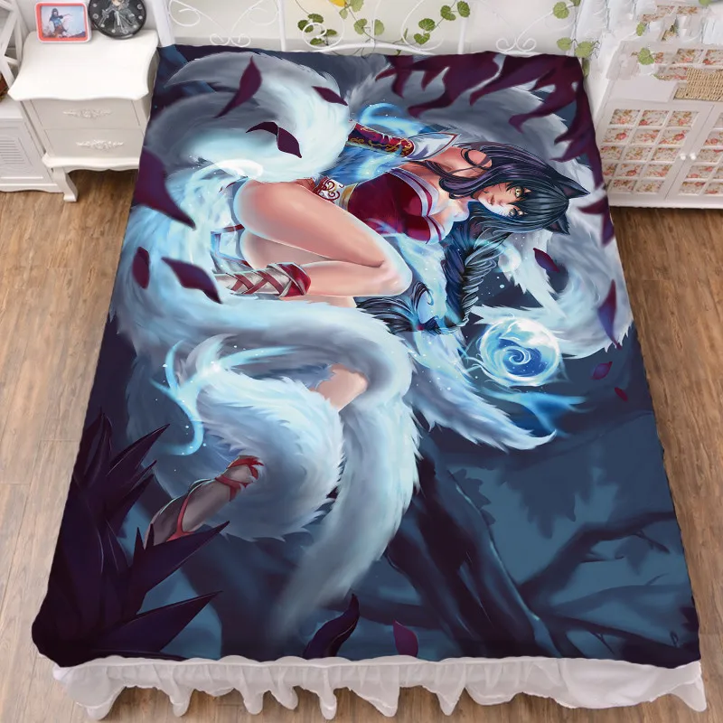 August обновление японского аниме League of Legends Сексуальная девочка кровать молочное волокно простыня и фланелевое одеяло летнее одеяло 150x200 см - Цвет: yxlm9