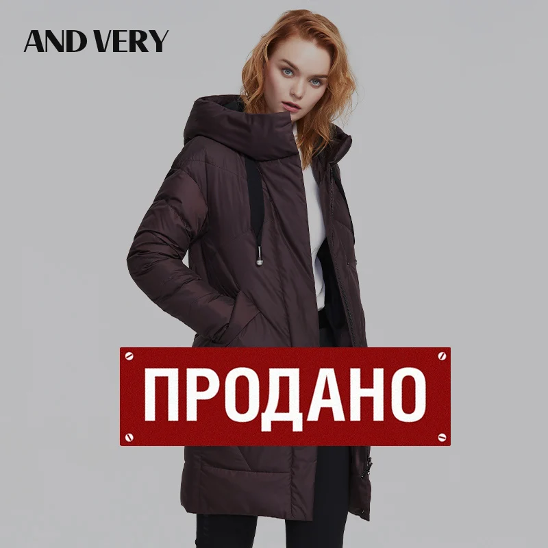 ANDVERY 2019 Зимняя новая коллекция пуховик для женщин с капюшоном верхняя одежда