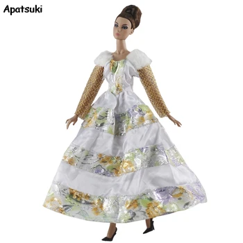 

Winter White Floral Evening Party Dresses for Barbie Doll Clothes for 1/6 BJD Doll House Accessories Kids Toy Best Gift for Girl