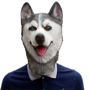 

Siberian husky Latex Masks Unisex Movie Cosplay Anime Funny costume Prop Adult Animal Party lovely Stupid Mask for Halloween