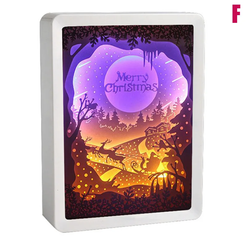 

3D Night Lamp Paper Pattern Painting LED Table Shadow Box Frame Party Home Decor BJStore