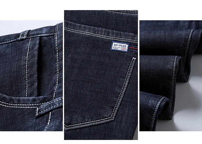 winter Warm Fleece Men's Jeans thick Stretch Elastic Denim Jean men Classic Style Straight Brand Business Blue Cotton Pants 42