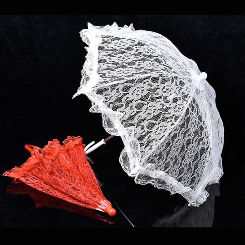 Lace Floral Umbrella Wedding Decoration Bride Handmade Photography Prop Umbrella Parasol 3 Color with Different Patterns