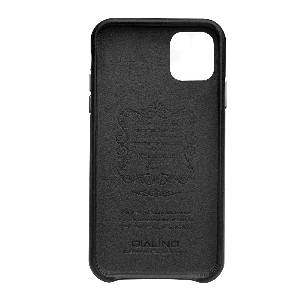 QIALINO роскошные чехлы из натуральной кожи для Apple iphone 11 Pro Max Мягкий сенсорный тонкий металлический Объем Кнопка задняя крышка чехол