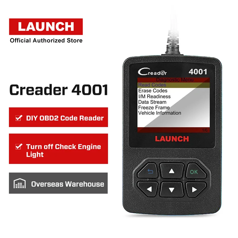 LAUNCH CR4001 Launch CReader 4001 OBD OBD2 сканер DIY Автомобильный считыватель кодов CR4001 OBDII диагностический инструмент Бесплатное обновление X431 Creader V+ as autel AL319 - Цвет: LAUNCH CR4001
