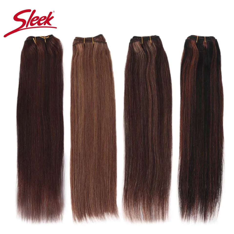 Sleek Remy Brazilian Natural Straight Human Hair In Weaves Bundles Hair P4/27 and blone P6/27 Hair Extension 10 To 26 Inches