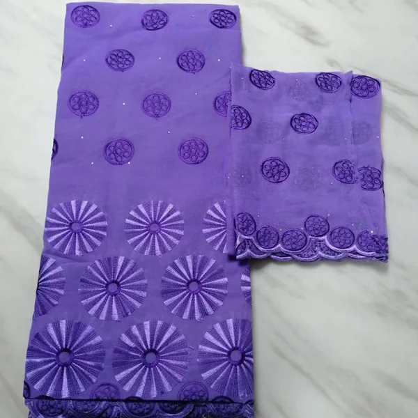 light purple Новое поступление африканская восковая кружевная ткань Цветочная вышитая нигерийская бисерная кружевная ткань желтая Aso Oke Свадебная 5+ 2 ярдов/партия - Цвет: light purple