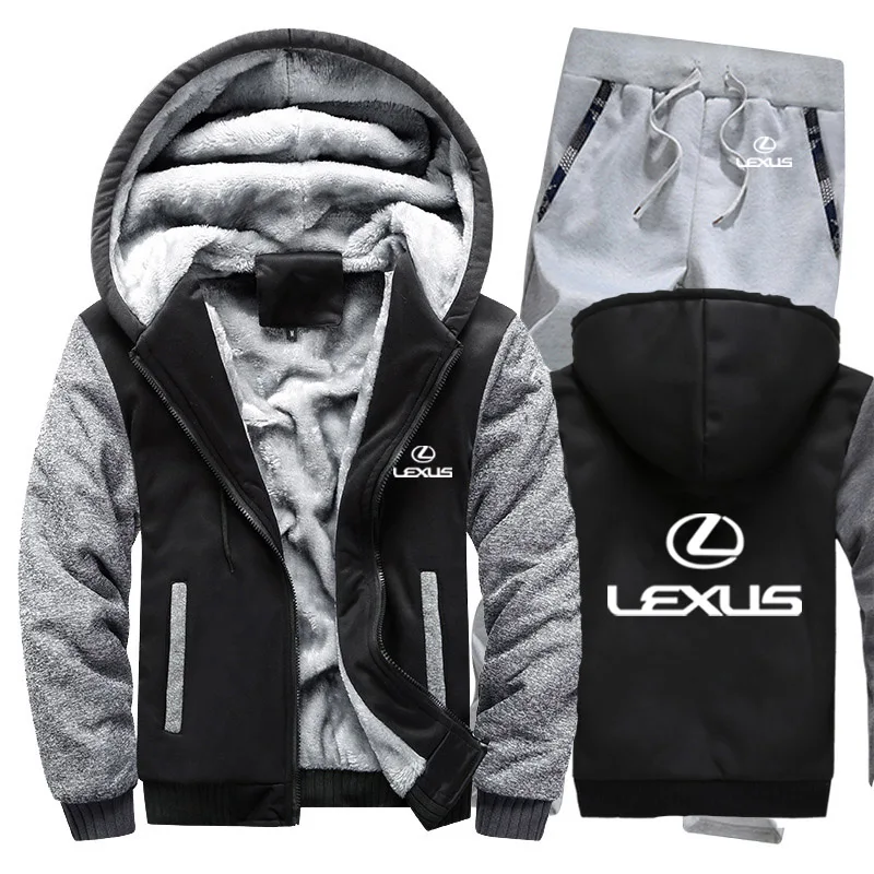 Толстовки мужские чехол с логотипом Lexus мужские s толстовки костюм зимний толстый теплый флис хлопок спортивный костюм на молнии мужские s куртка+ брюки комплекты из 2 предметов - Цвет: 808