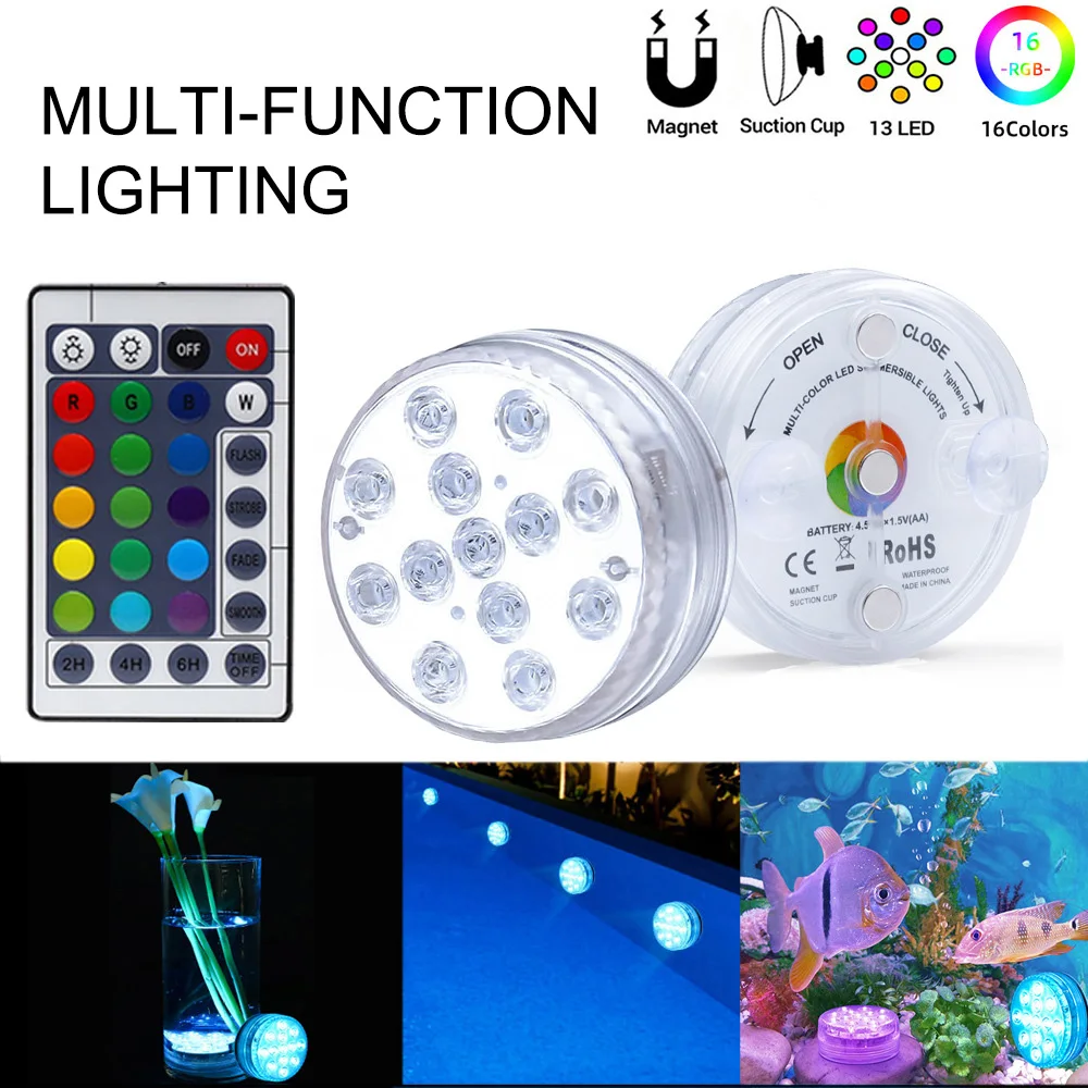 

1/2/4Pcs Waterproof Battery Operated Multi Color Submersible LED Underwater Light for Fish Tank Pond Swimming Pool Wedding Party