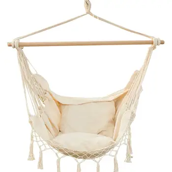 

Hanging Swing Hammock Chair Comfortable Durable Cotton Hanging Chair With Carry Bag For Indoor Outdoor