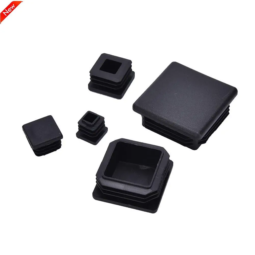 10pcs Black Plastic Blanking End Caps Square Inserts For Tube Pipe Box