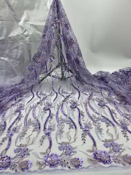 

Nicely bead embroidery French tulle lace African lace fabric sequin Nigeria lace Party Wedding dress /Evening dress Fabric