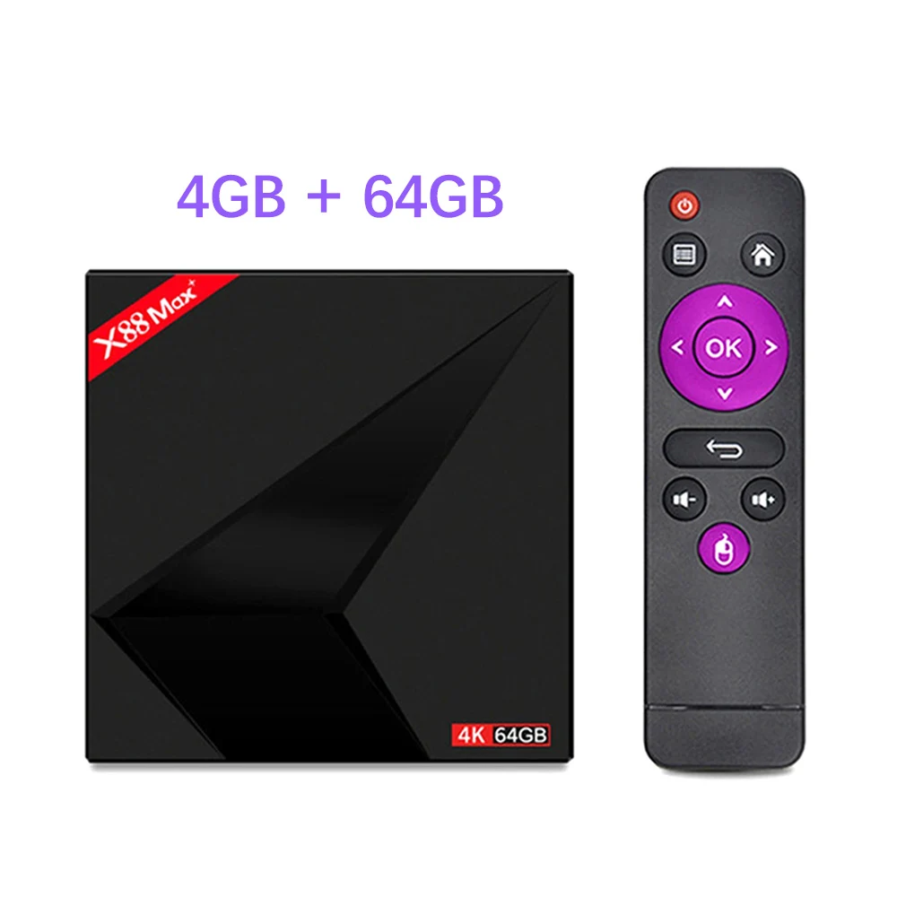 Android 9,0 ТВ приставка 4 Гб 64 Гб X88 Max+ RK3318 четырехъядерный 64 бит Cortex-A53 100 м двойной Wifi BT4.0 H.265 4K медиаплеер Смарт ТВ приставка - Цвет: 4G 64G