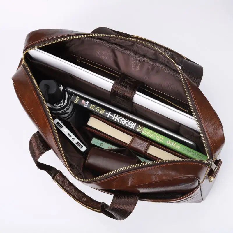 Men Vintage Shoulder Messenger Leather Business Briefcase Crossbody Bags