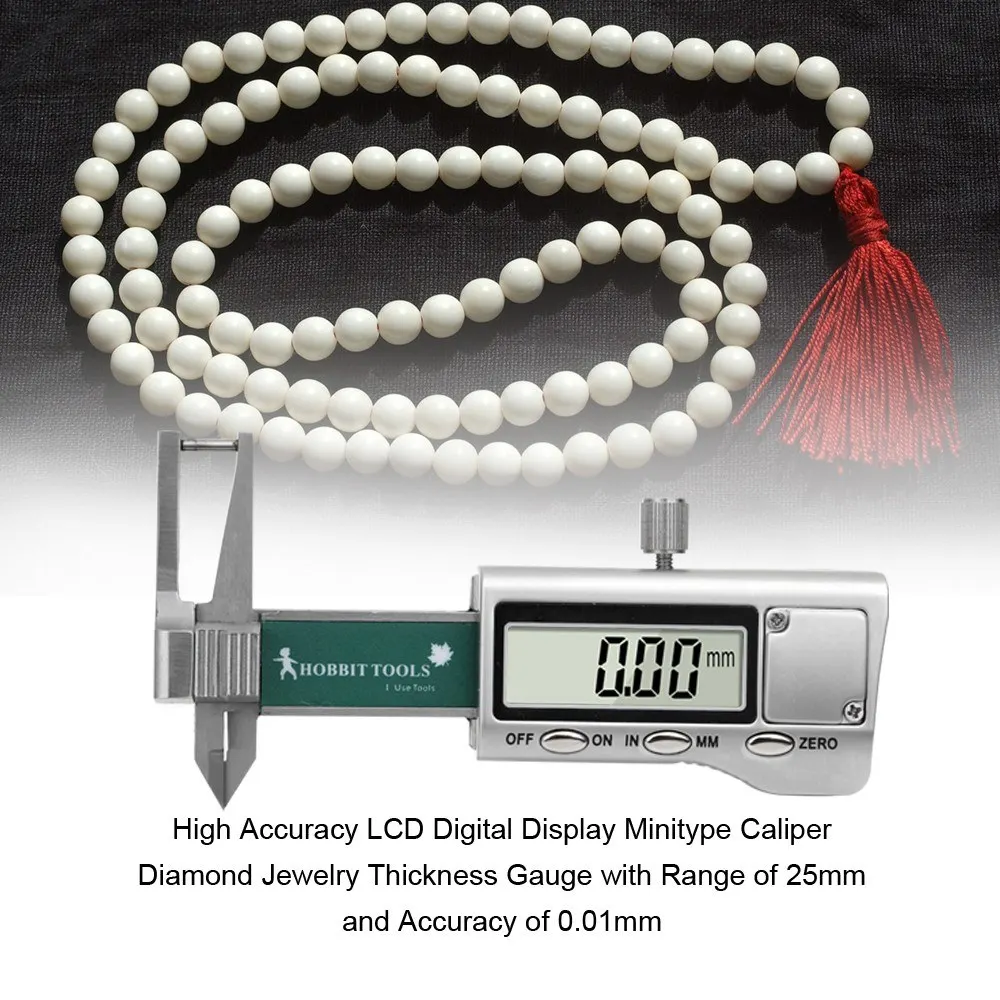 

High Accuracy LCD Digital Display Minitype Caliper Diamond Jewelry Thickness Gauge with Range of 25mm and Accuracy of 0.01mm