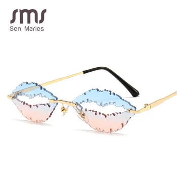 

Vintage Rimless Sunglasses Women Men 2020 Luxury Lip Shape Glasses Fashion Steampunk Sun Glasses Shades Glasses UV400 Oculos Men