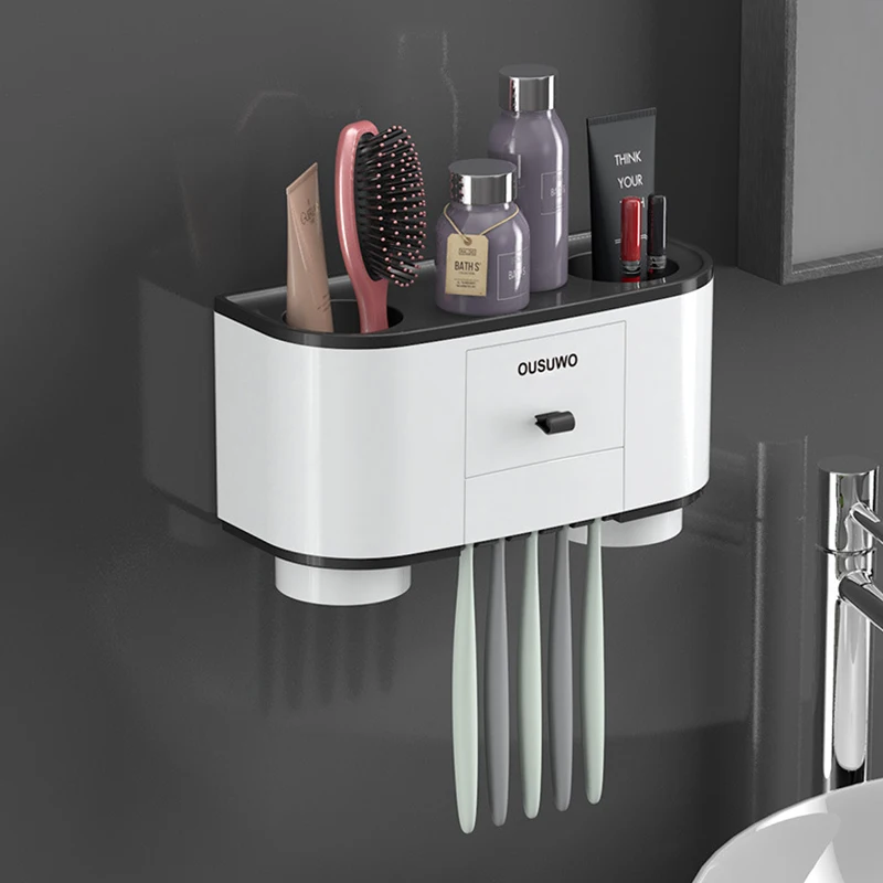 Автоматический настенный держатель для зубных щеток, дозатор зубной пасты для ванной комнаты