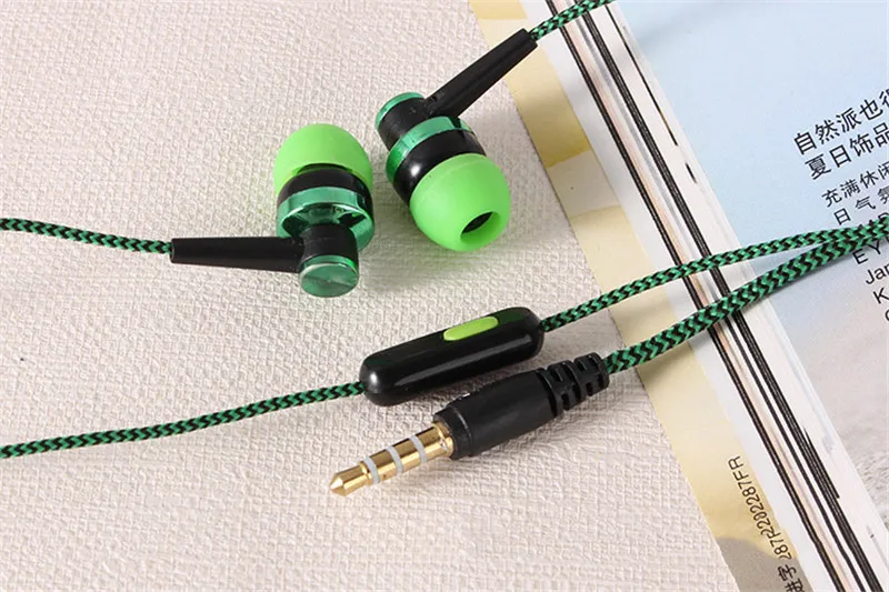 Nylon Braided Headset Wired Earphone With Mic Portable Audio And Video Device for iphone Xiaomi Wired In-ear Earphones D7