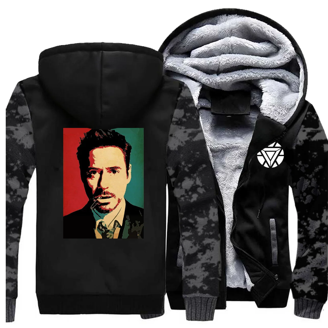 Tony Stark Железный человек печать камуфляж мужские толстовки зима теплая Модная куртка Толстая камуфляжная одежда для фитнеса уличная