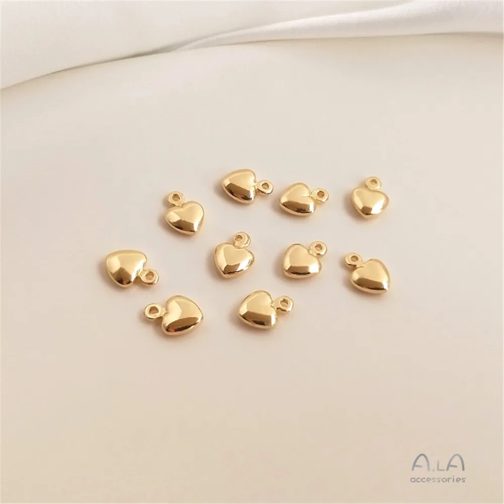 14K 금 도금 5 뾰족한 별, 복숭아 하트, 물방울 꼬리 체인 펜던트, DIY 첫 장식, 작은 액세서리