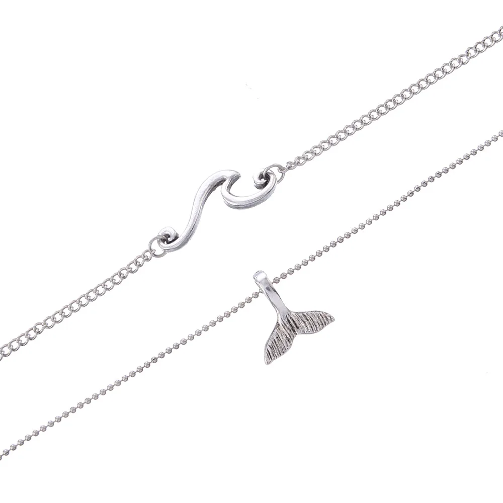 

New Style Summer Day Western Style Waves Anklet Beach Mermaid Tail 2-Piece Anklet Set Foot Ornaments