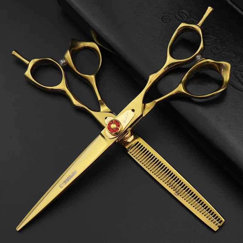 Scissors set A 7 дюймов Профессиональные Парикмахерские ножницы парикмахер филировочные ножницы для стрижки волос парикмахерское оборудование - Цвет: Scissors set A