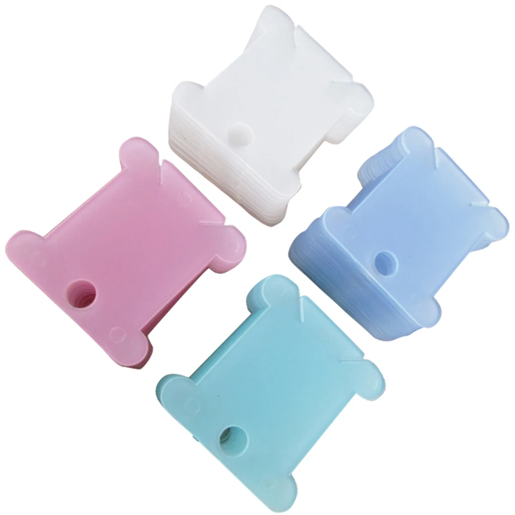 Plastic Thread Bobbins Holder for Cross Stitch Embroidery Winding Board Pack of 100