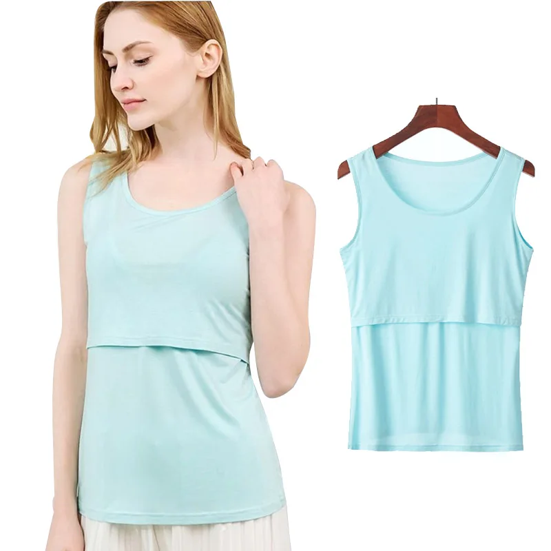 

2020 Summer Clothes for Pregnant Women Fashion Modal Maternity Clothes Sleeveless Nursing Tops Breastfeeding Maternity Shirts