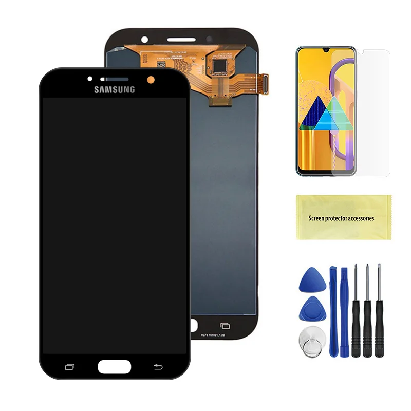 Протестированный дисплей для телефона для Samsung Galaxy A7 A720 A720F A720M ЖК-дисплей s кодирующий преобразователь сенсорного экрана в сборе ЖК-дисплей Замена - Цвет: TFT Black