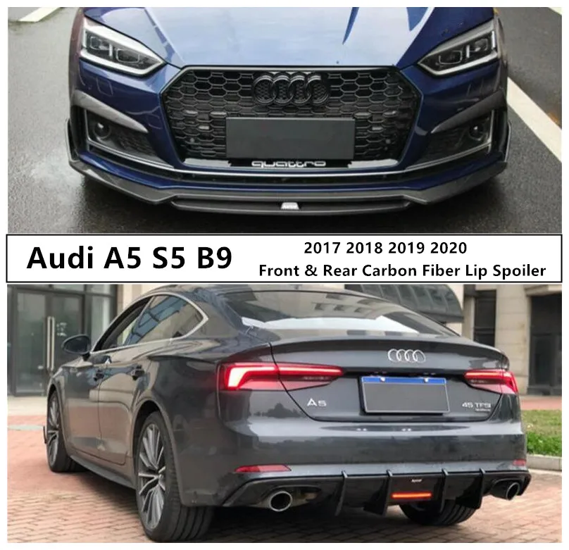 Для Audi A5 S5 B9 2017 2018 2019 2020 углеродное волокно передний и задний спойлер высокого