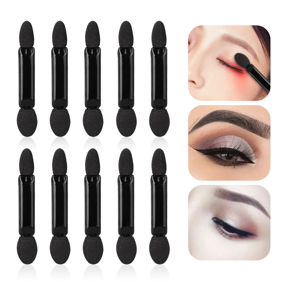 

10pcs One Time Double-Head Sponge Eye Shadow Eyeliner Brush Applicator Beauty blending foundation brush Easy to stick powder