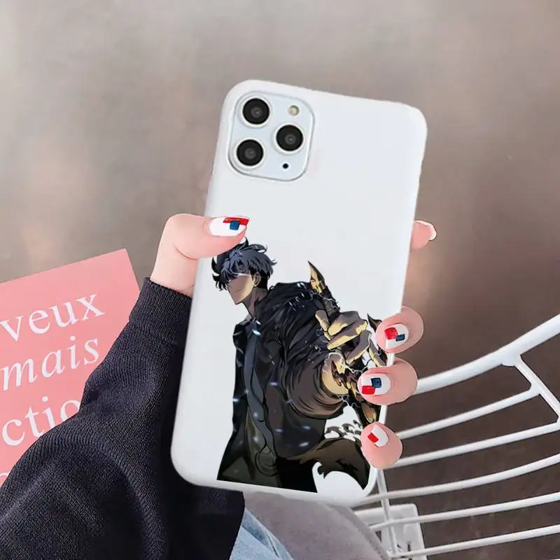 Anime solo leveling Sung Jin-Woo Phone Case cover carcasa Candy Color for iPhone 6 7 8 11 12 s mini pro X XS XR MAX Plus iphone 8 plus wallet case