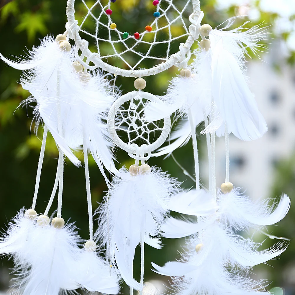 New Feather Dream Catcher with 20 LEDs String Lights Handmade Wall Hanging Decoration Chritmas Bedroom Home FeatherOrnaments