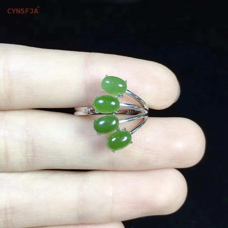 CYNSFJA, настоящее сертифицированное, натуральное, хотанская яшма, 925 пробы, серебро, ручной работы, хорошее ювелирное изделие, зеленый нефрит, кольца, регулируемые, лучшие подарки