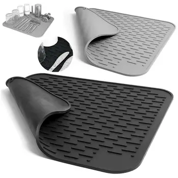 

45x40cm Silicone Drying Mat Heat Resistant Non-toxic Anti-scald Dish Cup Table Draining Pad Can roll up Placemat For Kitchen