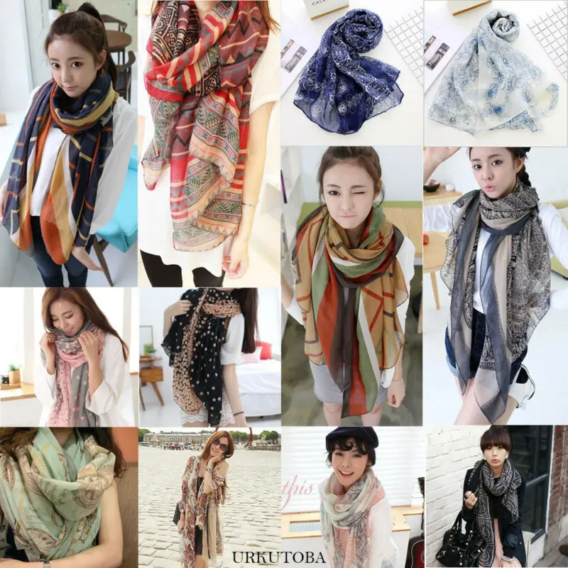 Женские модные красивые длинные мягкие шифоновые обертывание шелка платок палантин шарфы хит