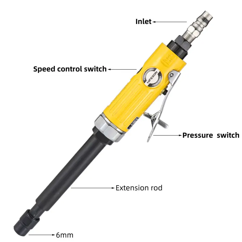 HIFESON 25000RPM Extended Pneumatic Air Pen Air Die Grinder Grinding Mill Engraving Tool Pneumatic Carving Machine 2
