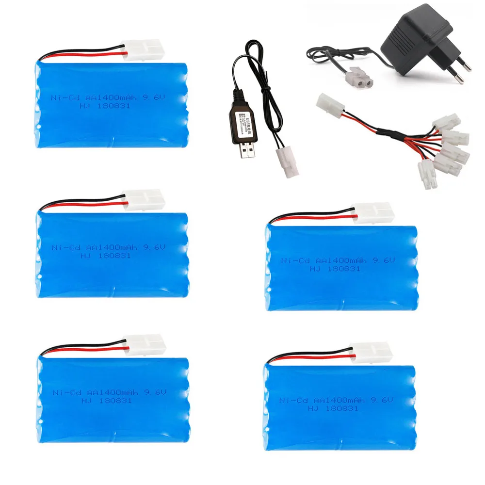 

9.6V 1400mAh Ni-CD Battery and USB/EU Charger Set For RC car RC truck RC boat RC tank RC Toys Model 9.6v Batteries Tamiya Plug