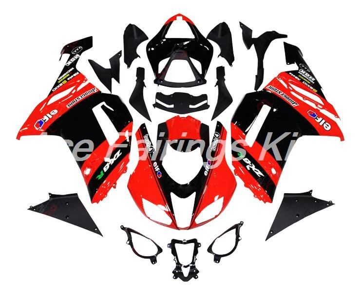 4 подарка ABS Полный комплект обтекателя подходит для Kawasaki ZX6R 2007 2008 мотоцикл Обтекатели ZX-6R 07 08 Ninja 636 набор красный черный эльф