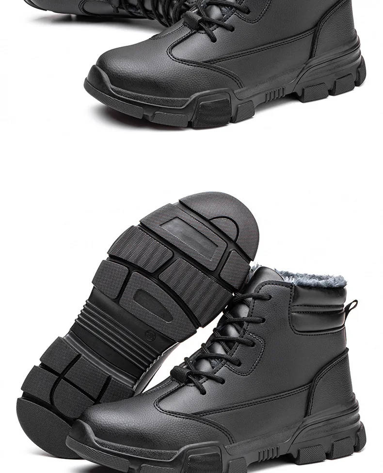 Winter Plus Velvet High-top Safety Shoes Steel Toe Cap Anti-smash Anti-stab Protection Shoes Lightweight Comfortable Work Boots