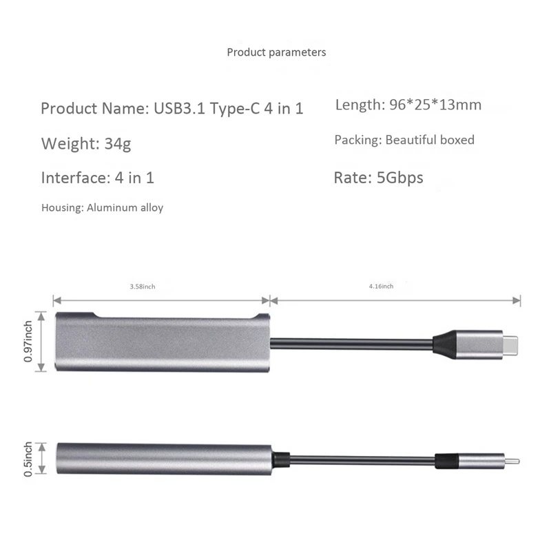 4 в 1 концентратор USB3.1 к HDMI/USB3.0/PD адаптер для nintendo type C концентратор для huawei P20 mate 20 Pro