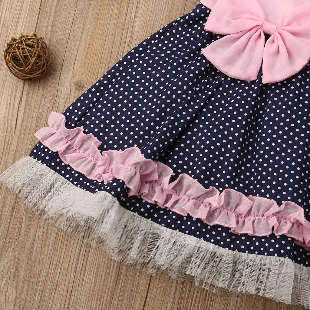 Для маленьких девочек детское летнее платье для без рукавов с бантом пачка Принт