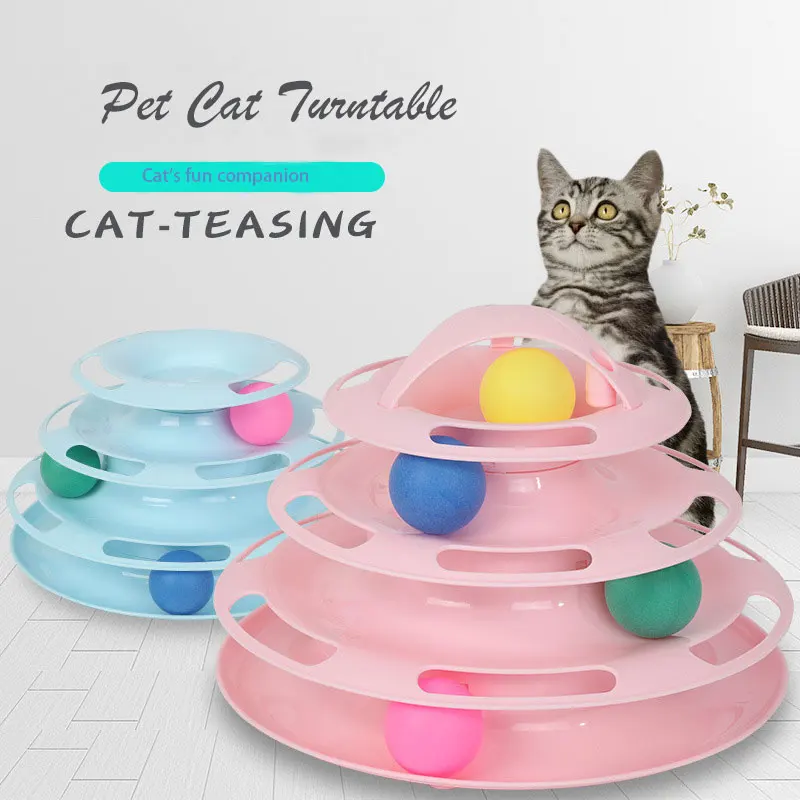 

Funny Cat Turntable Ball Colorful Rolling Balls Pet Toy Tower Of Tracks Ball Training Cat Intelligence Playing Toys Product
